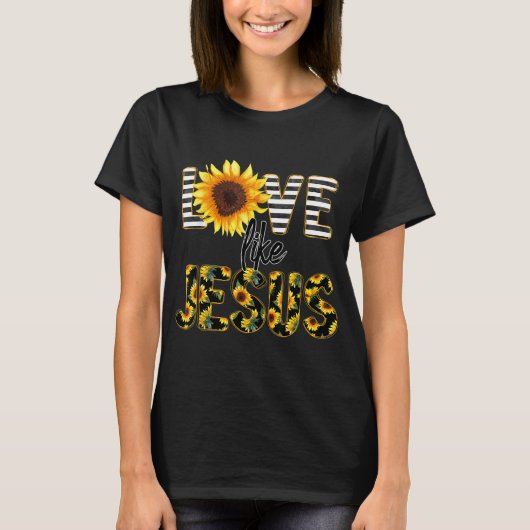 Zonnebloemliefde zoals Jezus T-shirt (Voorkant)