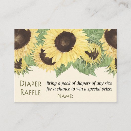 Zonnebloemluier Raffle Tickets (Voorkant)