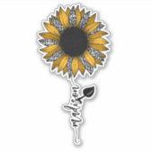 Zonnebloemluipaard Handgeschreven naam Sticker (Voorkant)