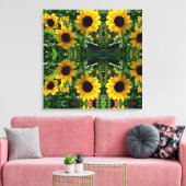 zonnebloemmandala canvas afdruk (Insitu (Woonkamer))
