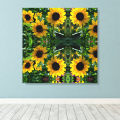 zonnebloemmandala canvas afdruk (Insitu (Houten vloer))