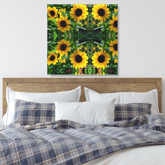 zonnebloemmandala canvas afdruk (Insitu (Slaapkamer))