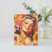  zonnebloemmeisje briefkaart (Staand voorkant)