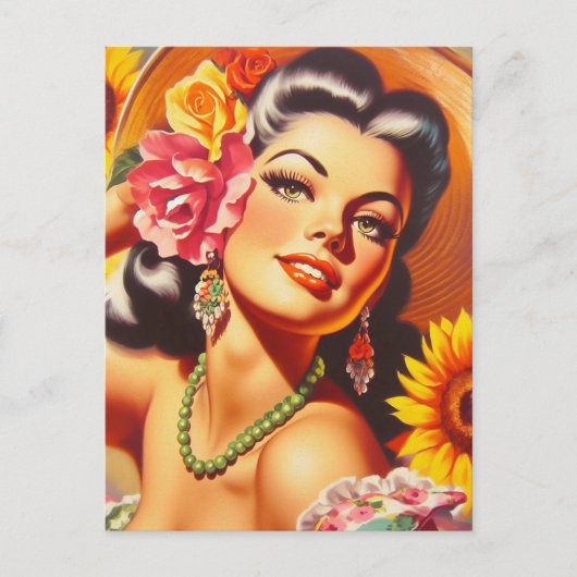  zonnebloemmeisje briefkaart (Voorkant)