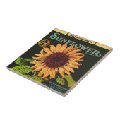 Zonnebloemmerk en Sinaasappel-etiket op vruchten Tegeltje (Zijkant)