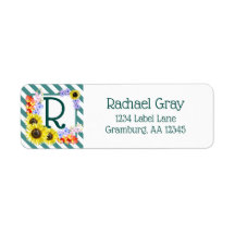 Zonnebloemmonogram Blauwgroen strepen