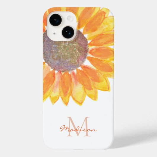 Zonnebloemmonogram Case-Mate iPhone Case (Achterkant)