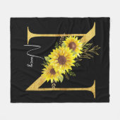 Zonnebloemmonogram Letter N Floral Letter N Gift Fleece Deken (Voorkant (Horizontaal))