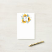 Zonnebloemmonogram Naam Gepersonaliseerde Floral Post-it® Notes (Op bureau)