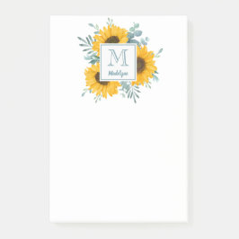 Zonnebloemmonogram Naam Gepersonaliseerde Floral Post-it® Notes