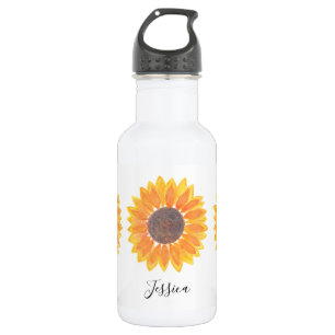 Zonnebloemmonogram Naam Persoonlijk Waterfles