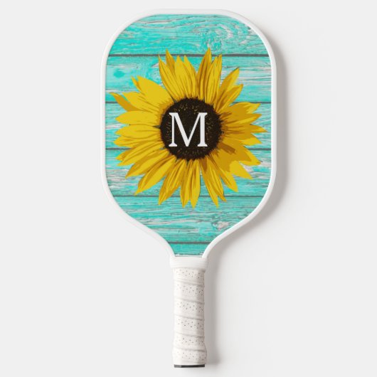 Zonnebloemmonogram Rustisch  Pickleball Paddle (Voorkant)