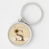 Zonnebloemmonogram 'S' Elegant Sleutelhanger (Voorkant)