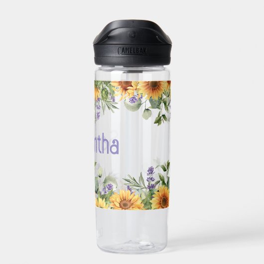 Zonnebloemmonogram Waterfles (Achterkant)