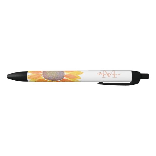 Zonnebloemmonogram Zwarte Inkt Pen (Bodem)