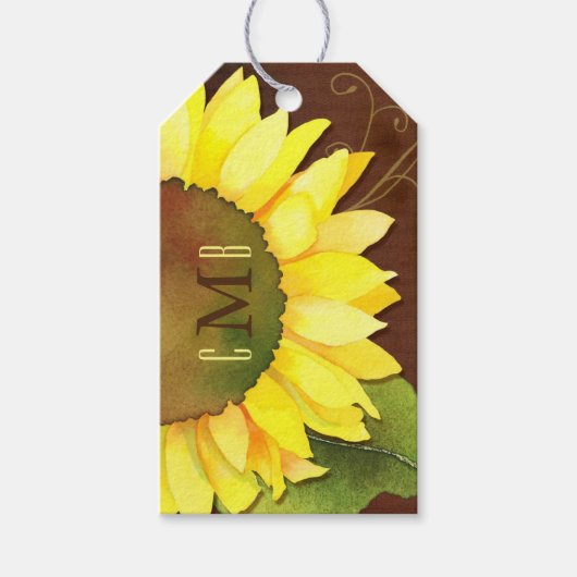 Zonnebloemmonogrammen Weddenschap Cadeaulabel (Voorkant)