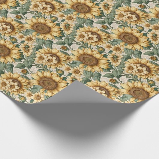 zonnebloemmotief cadeaupapier (Hoek)