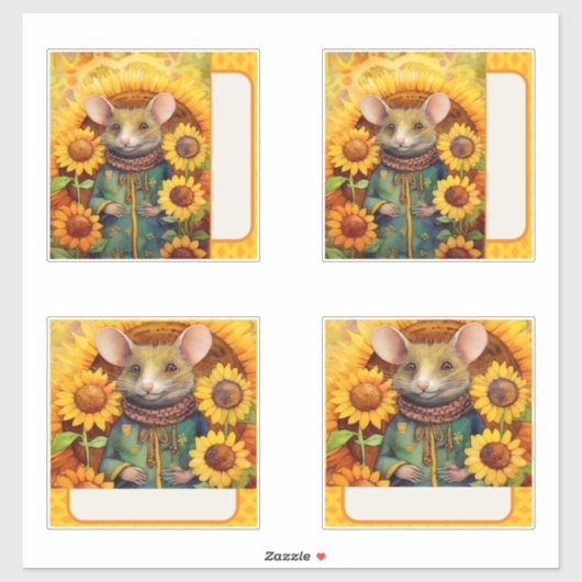 Zonnebloemmuis Sticker (Vel)