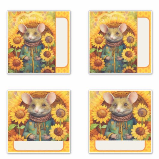 Zonnebloemmuis Sticker (Voorkant)