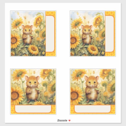 Zonnebloemmuis Sticker (Vel)