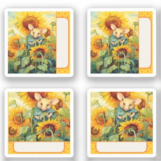Zonnebloemmuis Sticker (Voorkant)