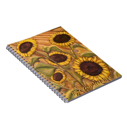 Zonnebloemnotebook, aangepast strak dagboek notitieboek (Rechterzijde)