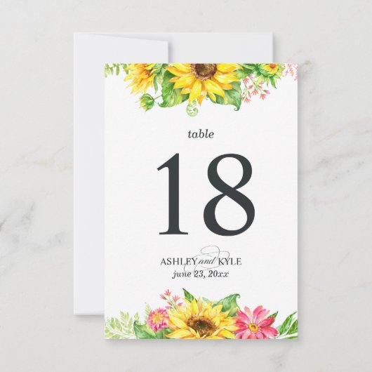 Zonnebloemnummer met witte achtergrond kaart (Achterkant)