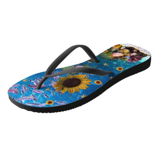 Zonnebloemoederige Teenslippers (Schuin)
