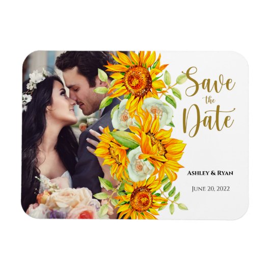 Zonnebloemofoto's Weddenschap Save the Date Magnet Magneet (Horizontaal)