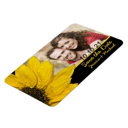 Zonnebloemofoto's Weddenschap Save the Date Magnet Magneet (Linkerzijde)
