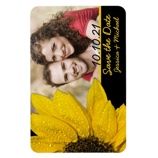 Zonnebloemofoto's Weddenschap Save the Date Magnet Magneet (Verticaal)