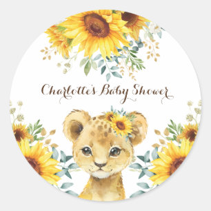 Zonnebloemolie Baby shower zomerzaterdag Ronde Sticker