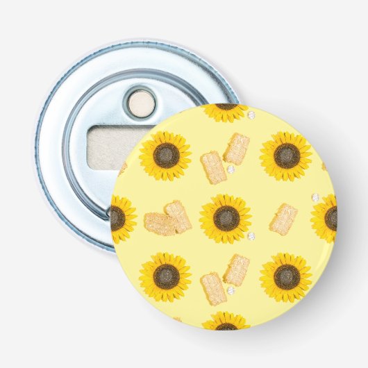 zonnebloemolie button flesopener (Voorkant)