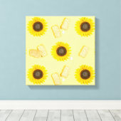 zonnebloemolie canvas afdruk (Insitu (Houten vloer))