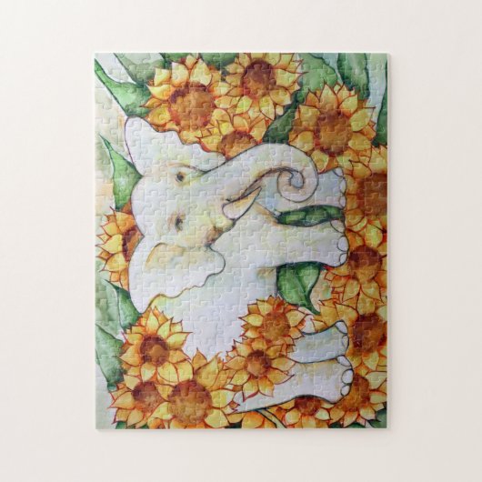 Zonnebloemolifant Legpuzzel (Verticaal)