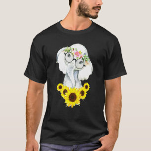 Zonnebloemolifant met een klier in hoofd en Glas T-shirt