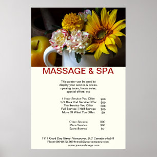 Zonnebloempa Massage Beauty Salon Poster