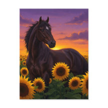 Zonnebloempaard bij zonsondergang Elegante Kunstan
