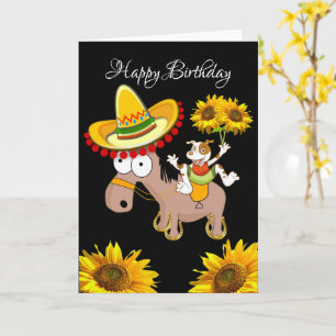 Zonnebloempaarden Floral Folded Wenskaart Kaart