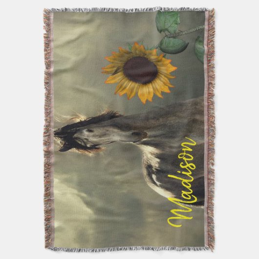 Zonnebloempaardenstrijllanket Deken (Voorkant Verticaal)