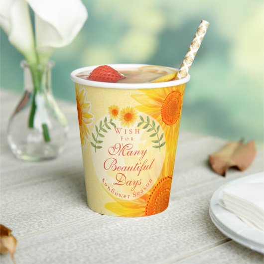 Zonnebloempapier cup papieren bekers (Insitu)