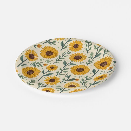 Zonnebloempapier & Party Borden Papieren Bordje (Gekanteld)