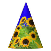 Zonnebloempapierpartij Pet Oekraïense vlagkleuren Feesthoedjes (Links)