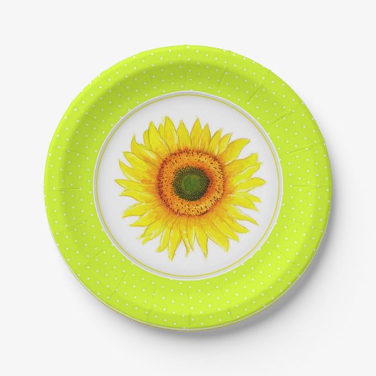 Zonnebloempartij Papieren Bordje (Voorkant)