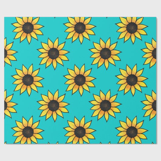 Zonnebloempatroon 4 cadeaupapier (Vlak)