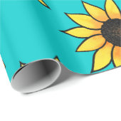 Zonnebloempatroon 4 cadeaupapier (Rol Hoek)