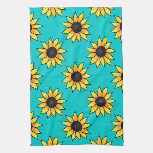 Zonnebloempatroon 4 theedoek (Verticaal)