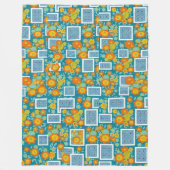zonnebloempatroon 70s fleece deken (Voorkant)