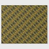 Zonnebloempatroon A01.b Black BG Cadeaupapier (Vlak)