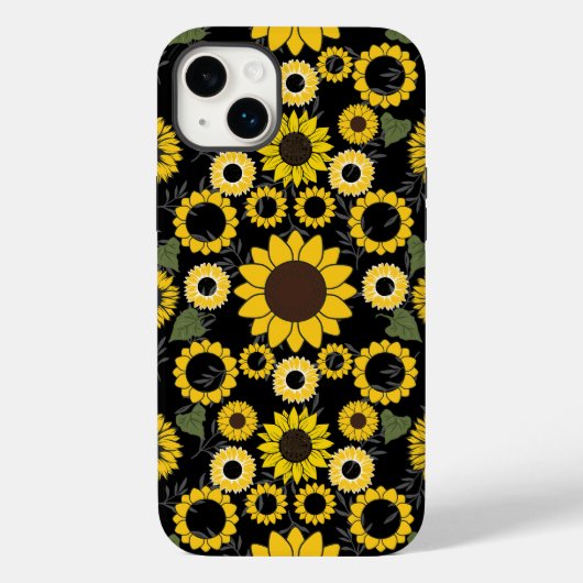 Zonnebloempatroon A01.b Black BG Case-Mate iPhone Case (Achterkant)